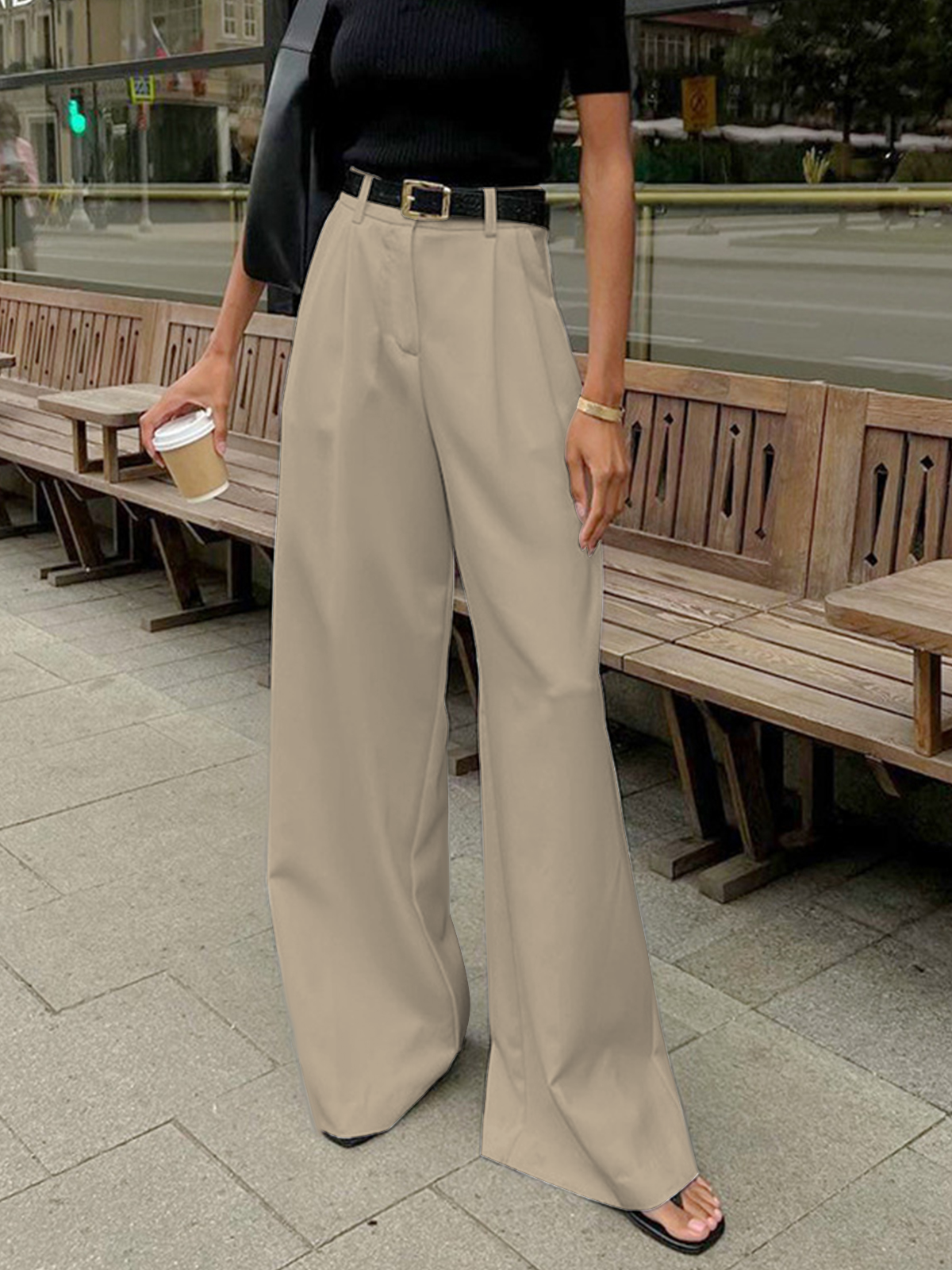 Phoenix Pleated Wide Trousers in White