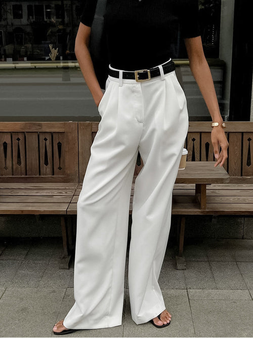 Phoenix Pleated Wide Trousers in White