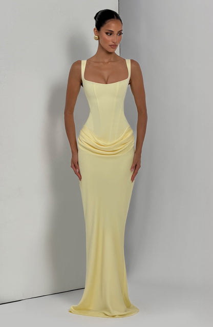 Women square neck maxi dress, detail close-up