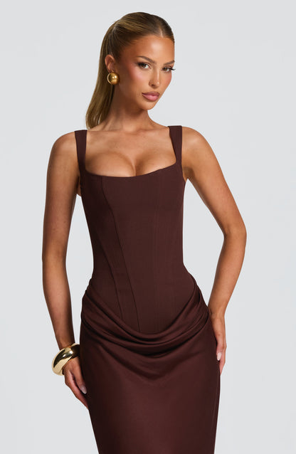 Women square neck maxi dress, front view