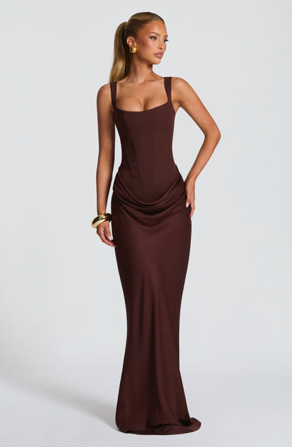 Women square neck maxi dress, front view