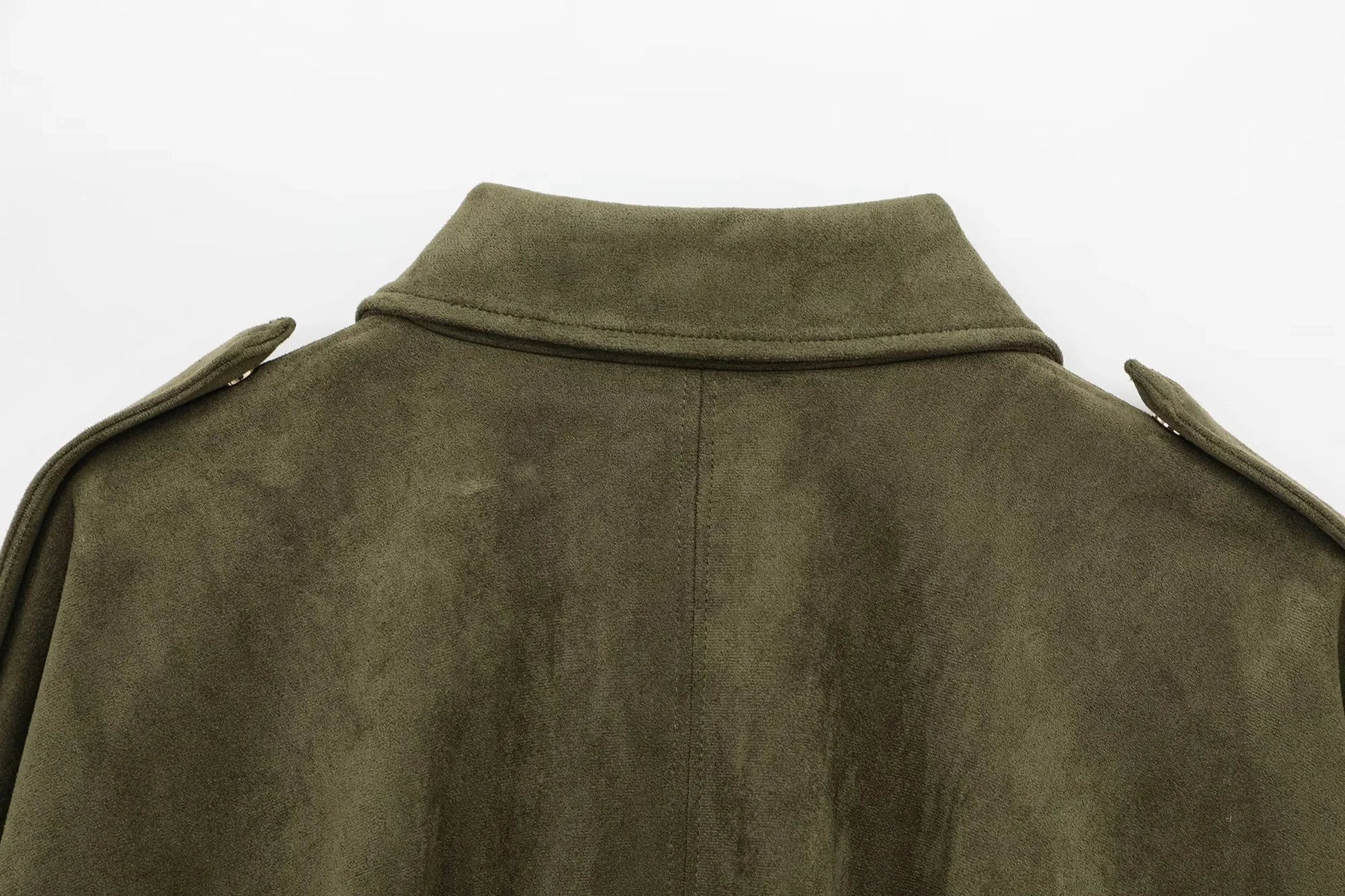 Women green collared jacket, detail