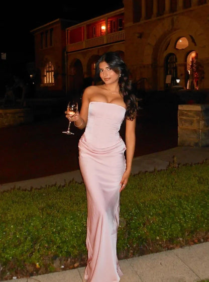 Women strapless maxi dress, front view