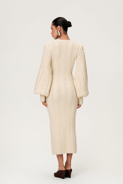 Women v neck maxi dress, side view