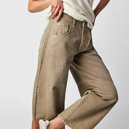 Reign Relaxed Barrel Jeans in Beige