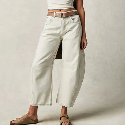 Reign Relaxed Barrel Jeans in Beige