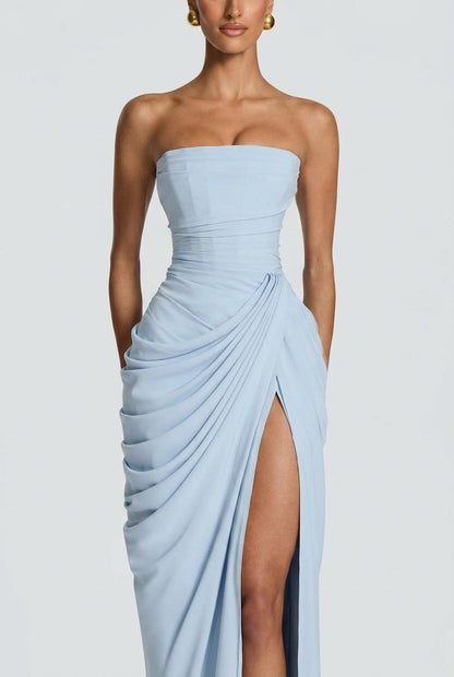 Women strapless maxi dress, back view
