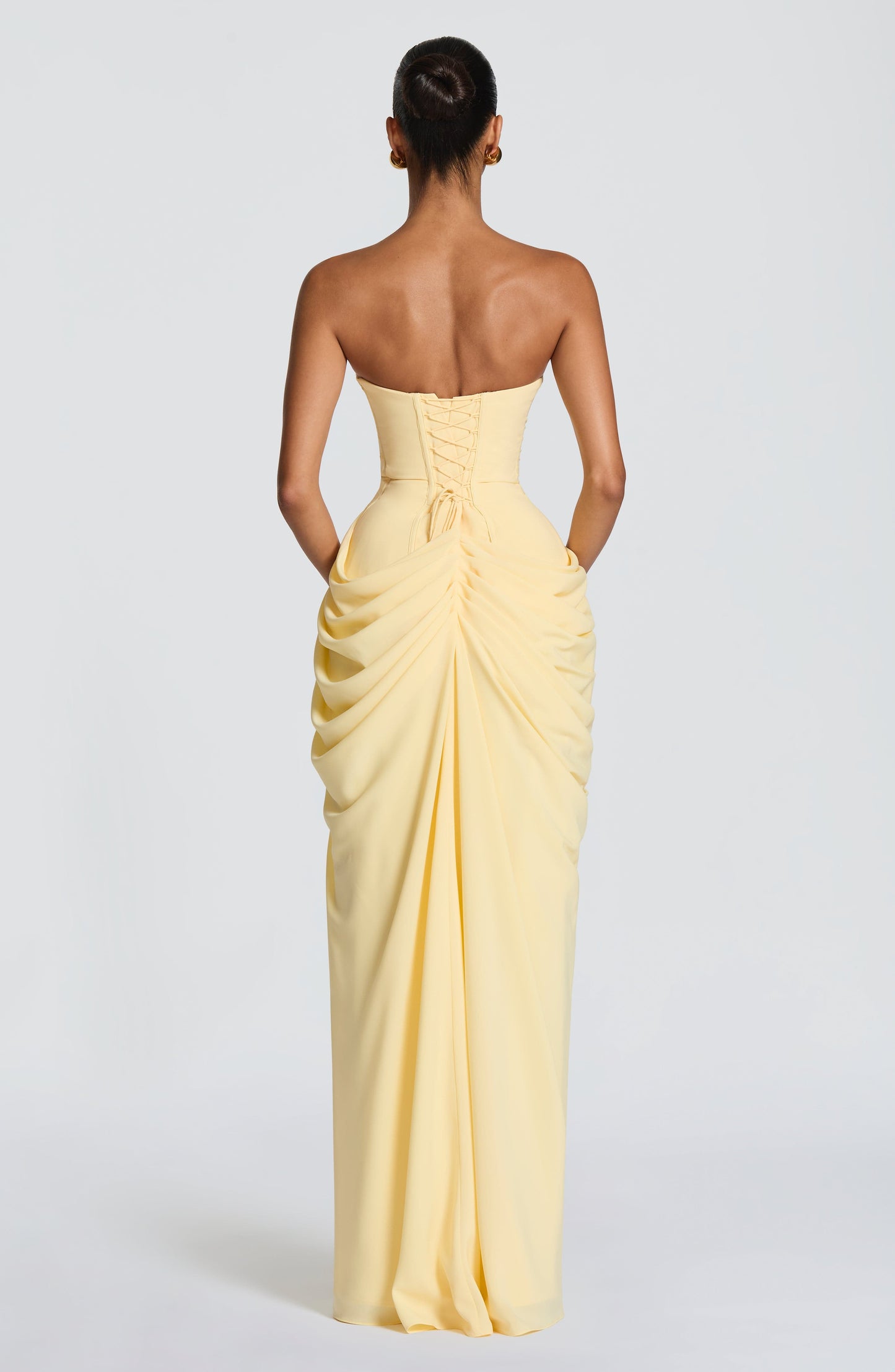 Women strapless maxi dress, detail close-up