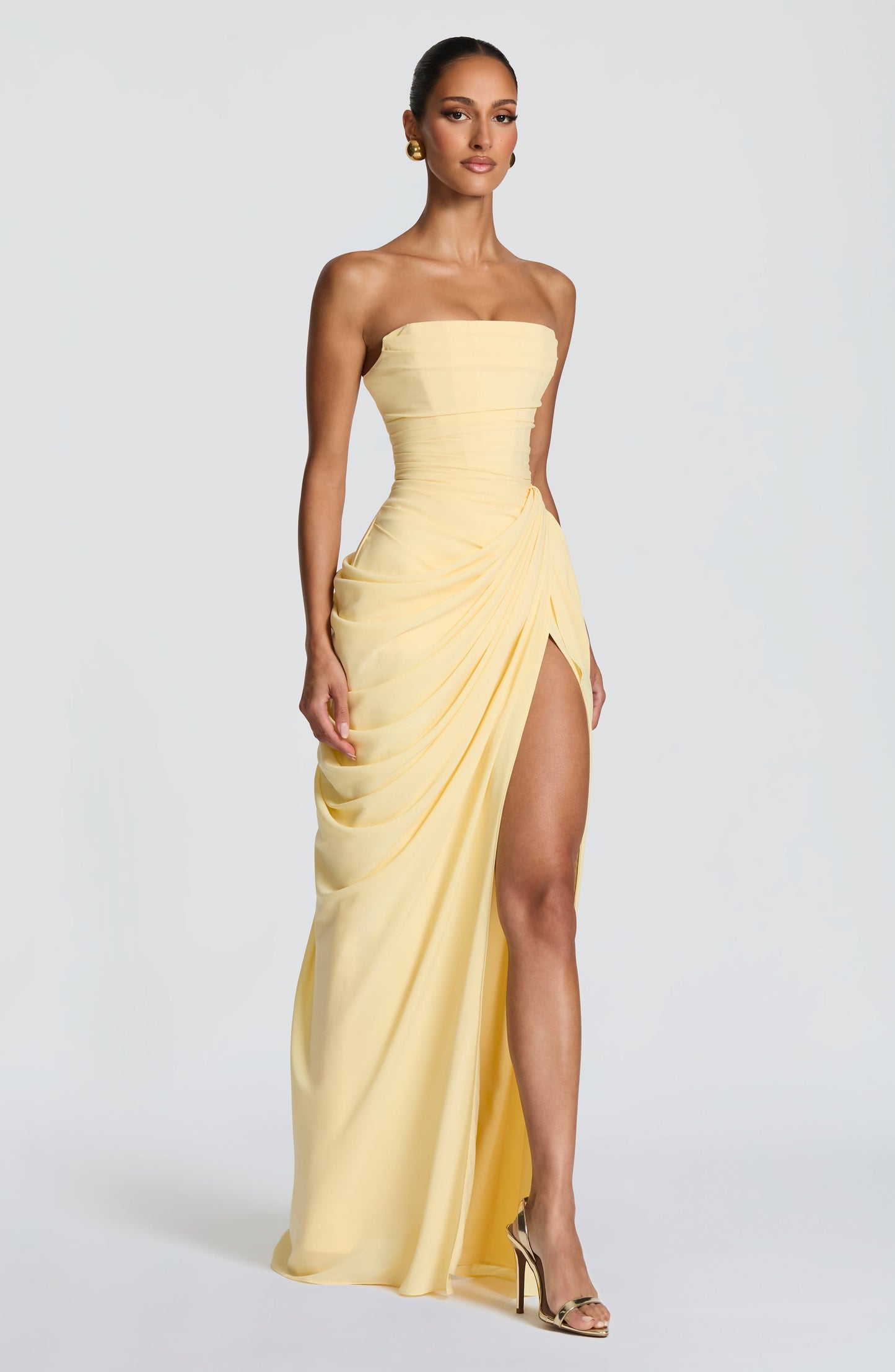 Women strapless maxi dress, front view
