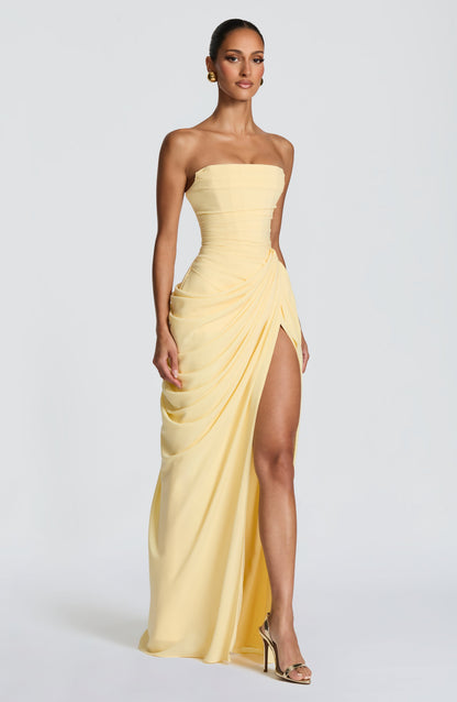 Women strapless maxi dress, front view