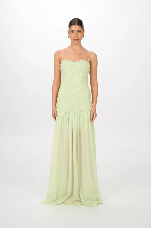 Women mint maxi dress, front view