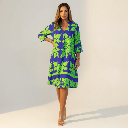Rosalie Floral Midi Dress in Green