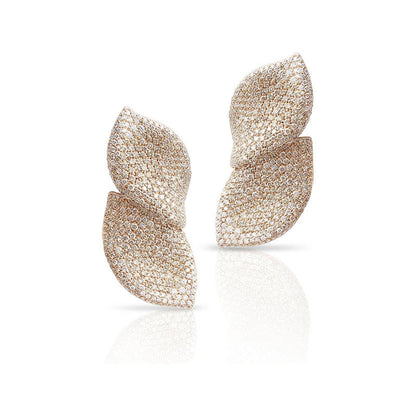 Ruby Diamond Leaf Earrings in Gold