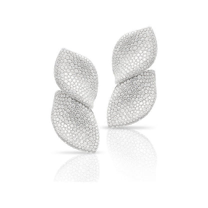 Ruby Diamond Leaf Earrings in Gold