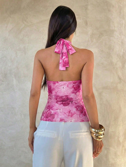Sabrina Halter Ruffle Top in Yellow