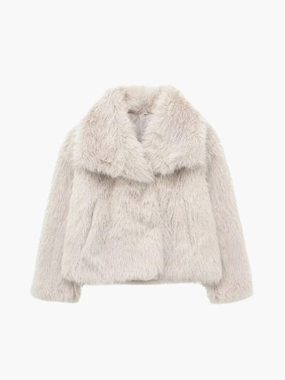 Women grey shawl collar wrap coat, back