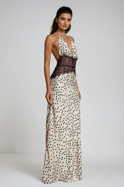 Selene Lace Maxi Dress in Black