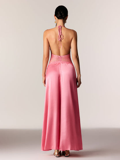 Selene Lace Maxi Dress in Black