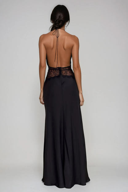 Selene Lace Maxi Dress in Black