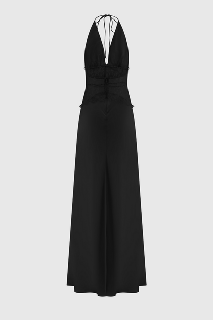 Selene Lace Maxi Dress in Black