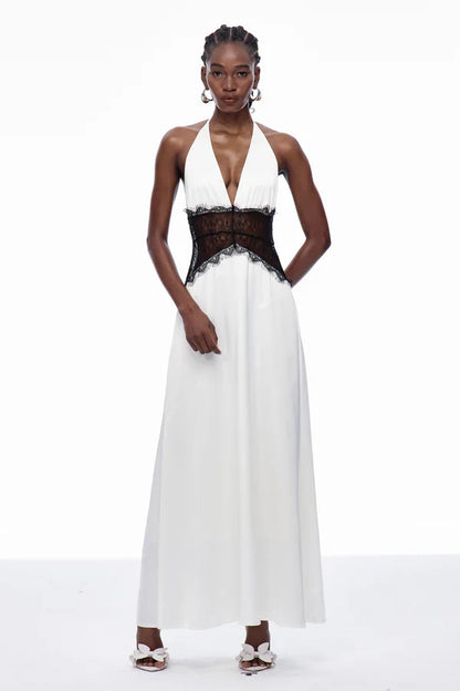 Selene Lace Maxi Dress in Black