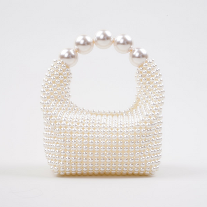 Selina Pearl Beaded Bag in White