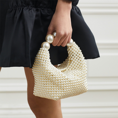 Selina Pearl Beaded Bag in White