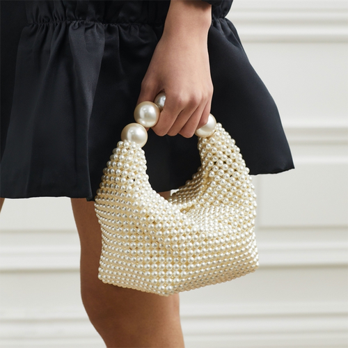 Selina Pearl Beaded Bag in White