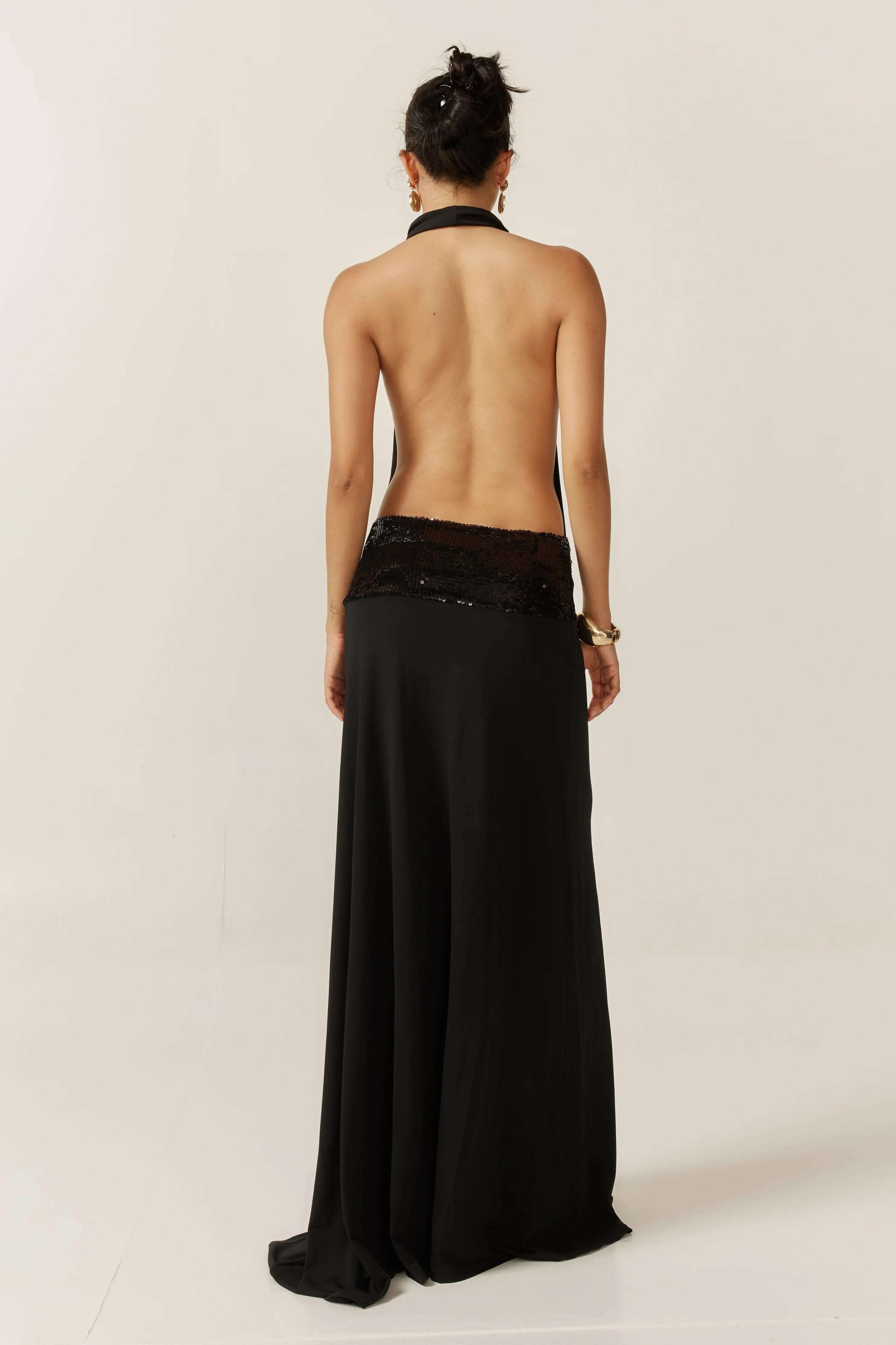 Senna Open Maxi Dress in Black