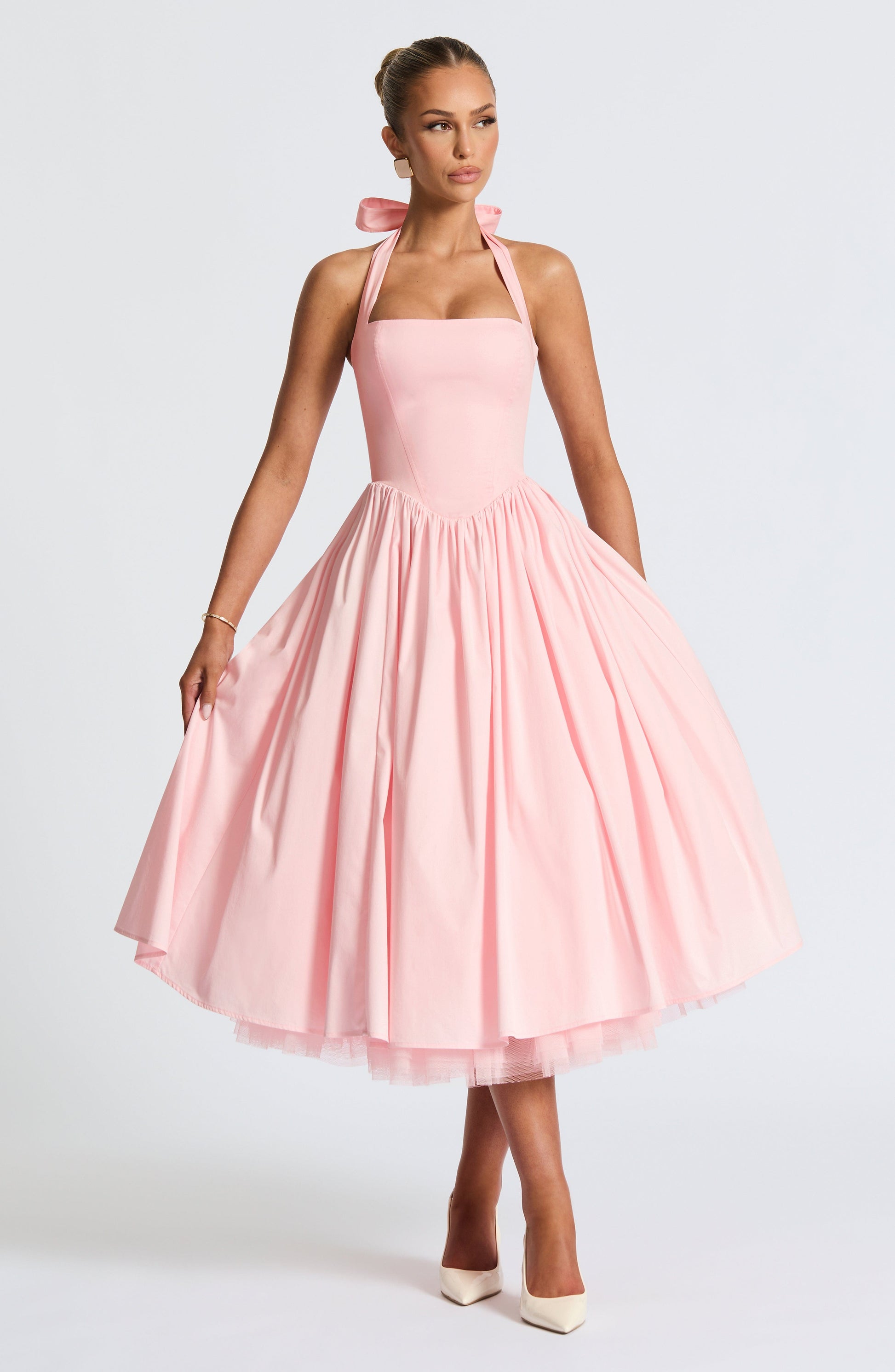 Women halter midi dress, front view