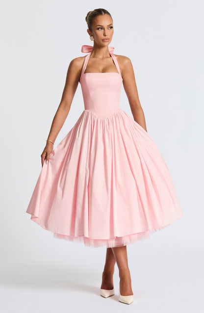 Women halter midi dress, front view