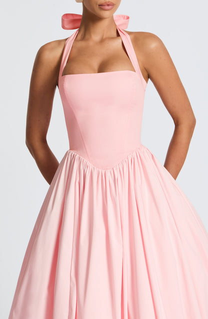 Women halter midi dress, detail close-up