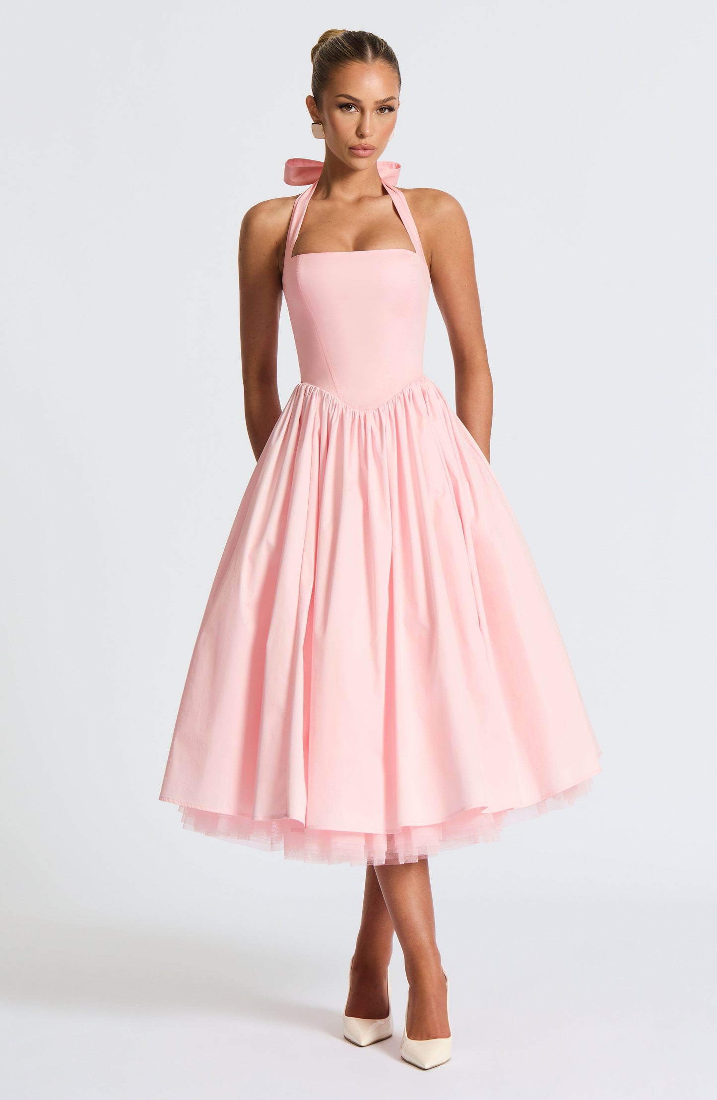Women halter midi dress, front view
