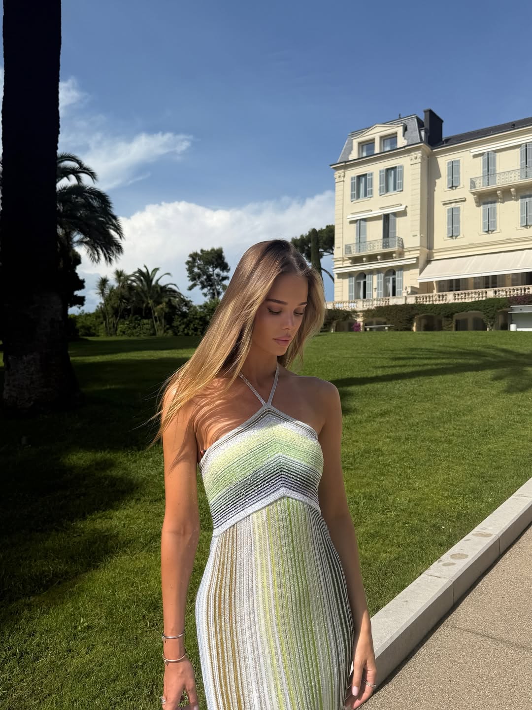 Seraphina Sequin Halter Sweater in Green