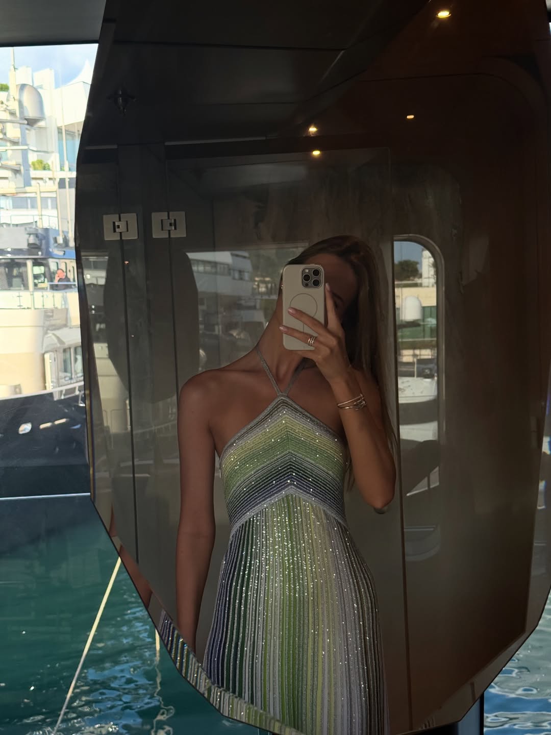 Seraphina Sequin Halter Sweater in Green