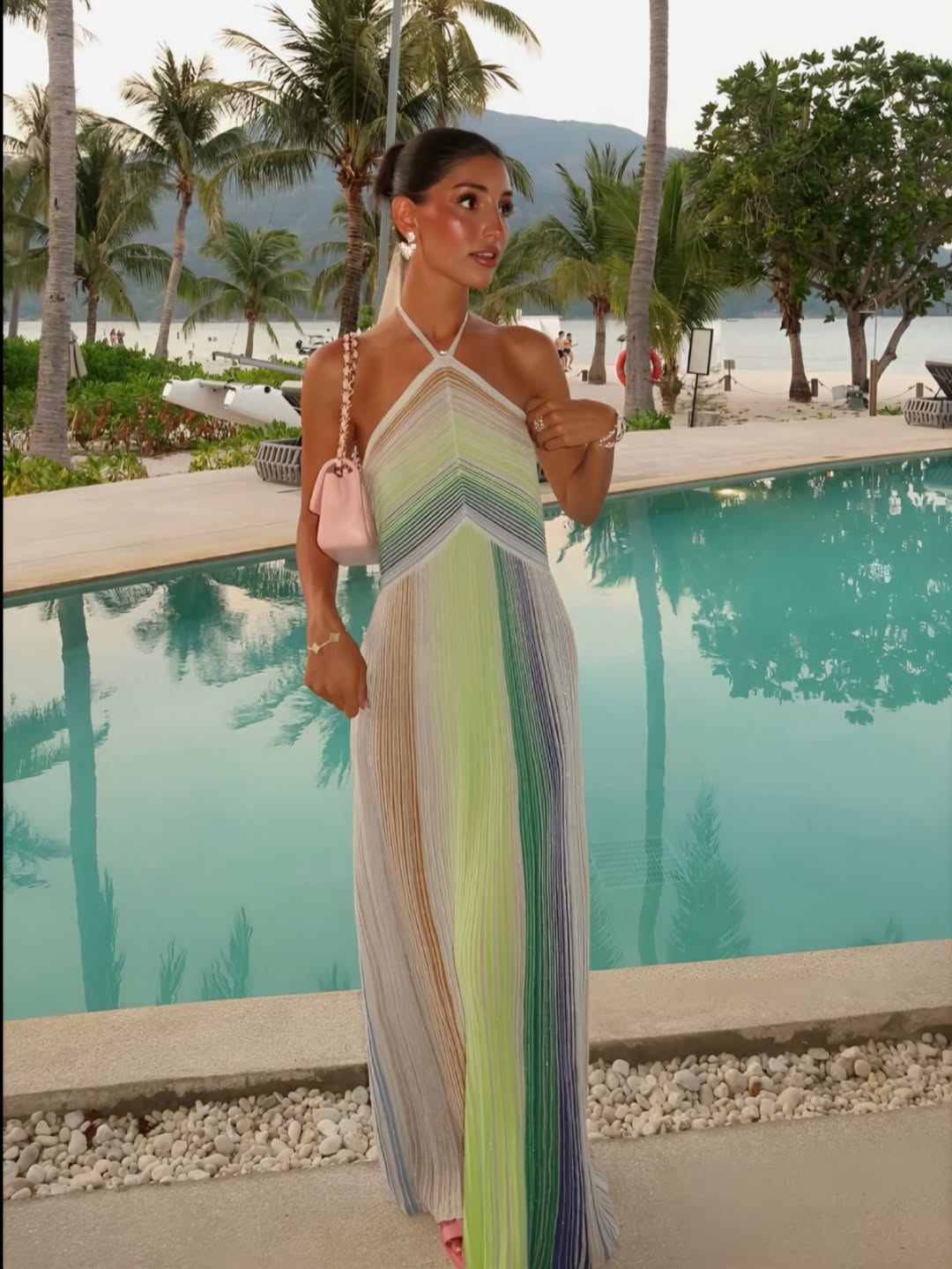 Seraphina Sequin Halter Sweater in Green