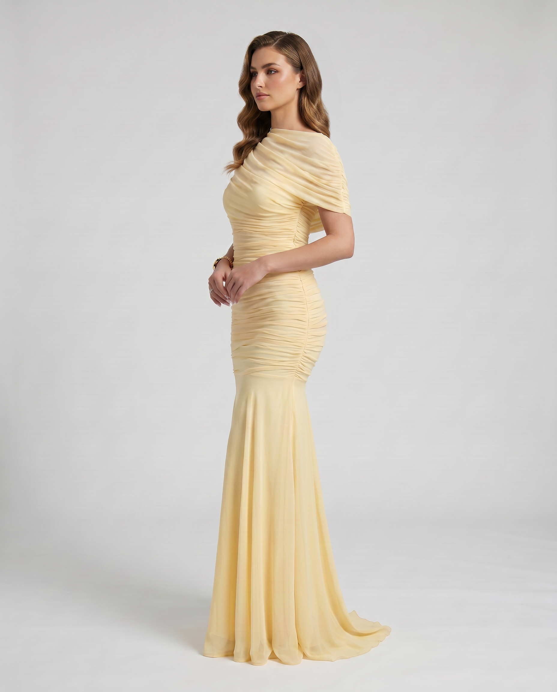 Shelby Ruched Maxi Dress in Yellow