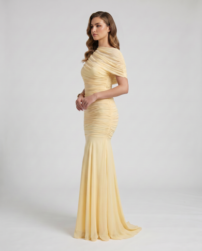 Shelby Ruched Maxi Dress in Yellow