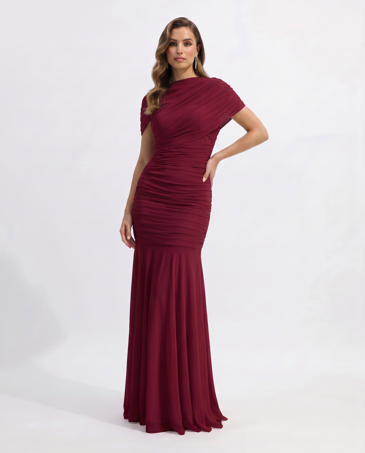 Shelby Ruched Maxi Dress in Yellow