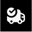 Icon representing a delivery truck with a checkmark inside.