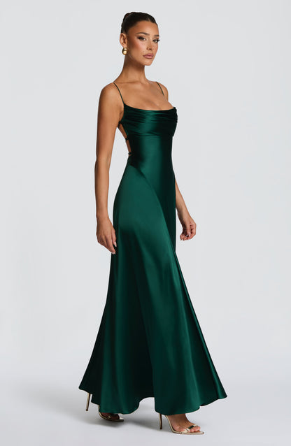 Women cowl maxi dress, back view
