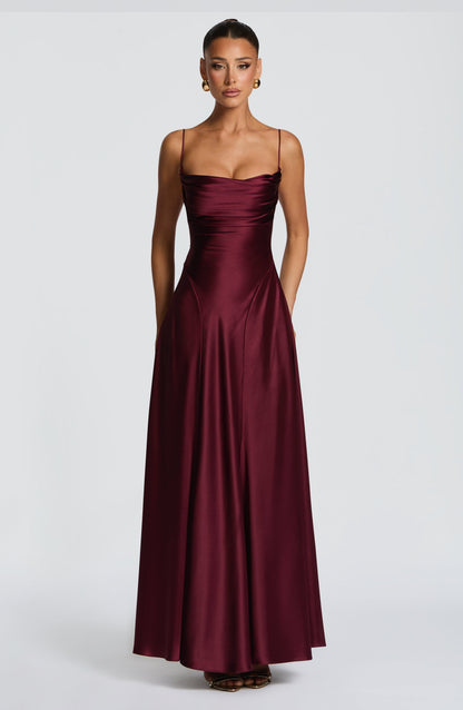 Women cowl maxi dress, front view