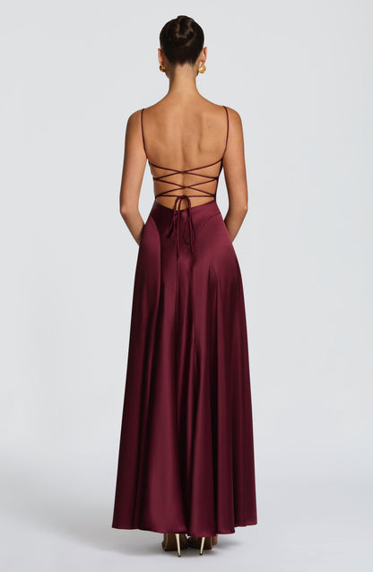 Women cowl maxi dress, back view