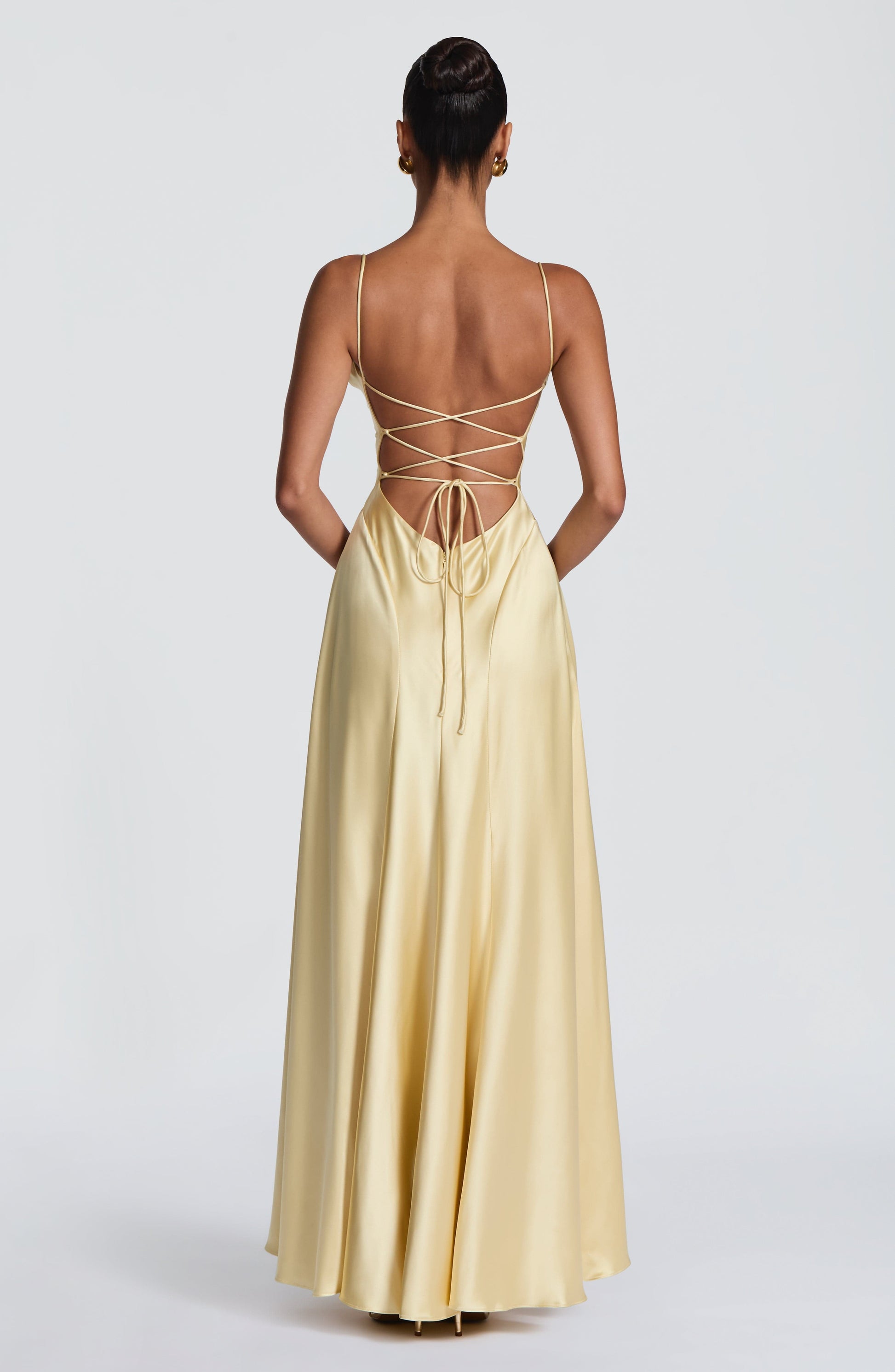 Women cowl maxi dress, back view