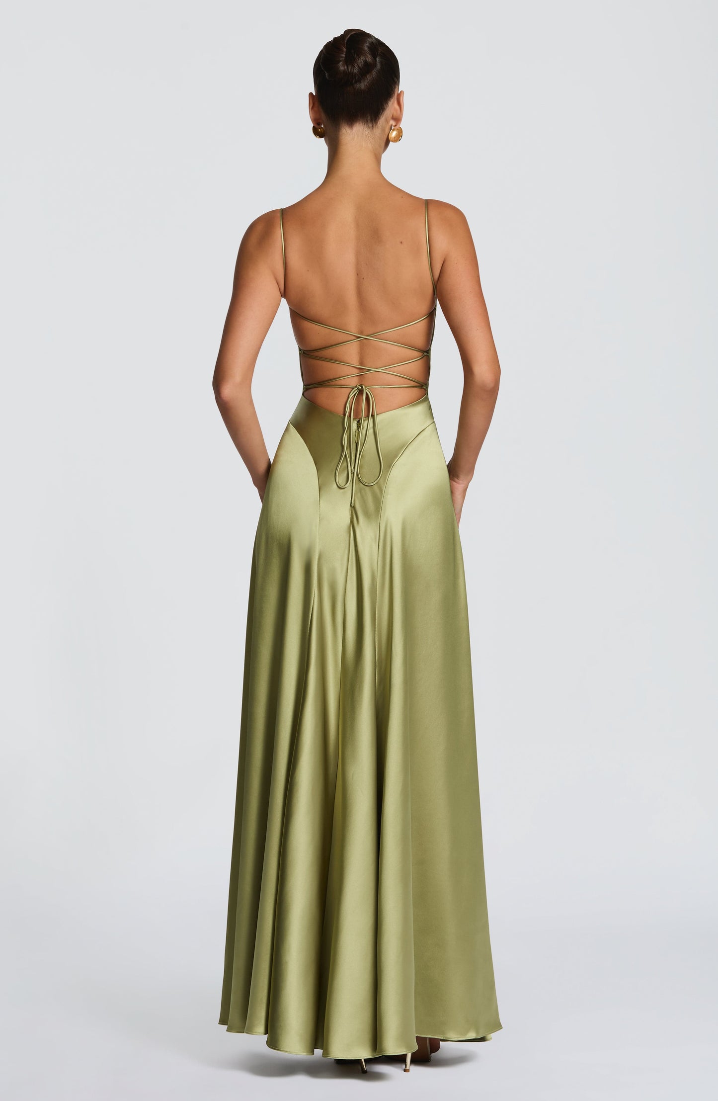 Women cowl maxi dress, detail close-up
