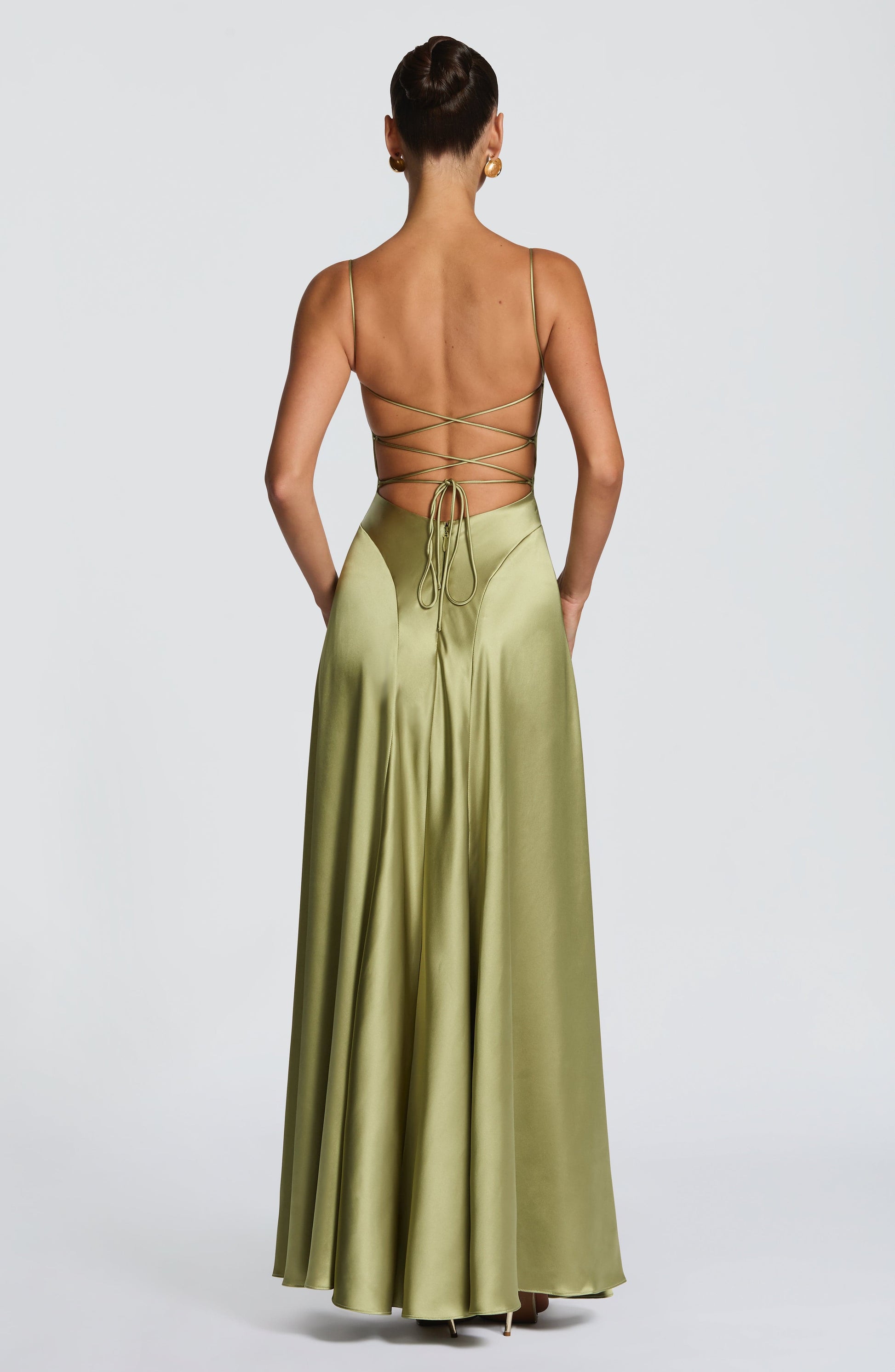 Women cowl maxi dress, detail close-up