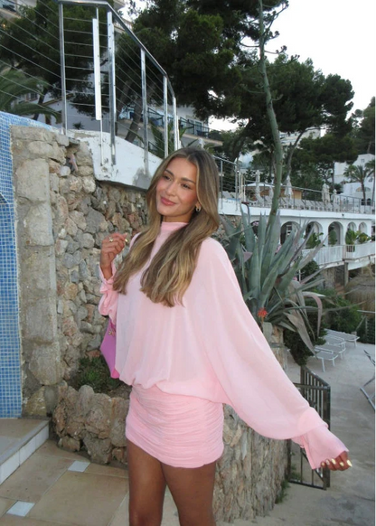 Solene Long Mini Dress in Pink