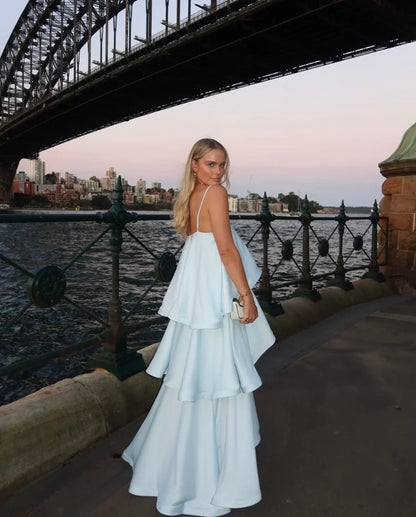 Women ruffle maxi dress, front view