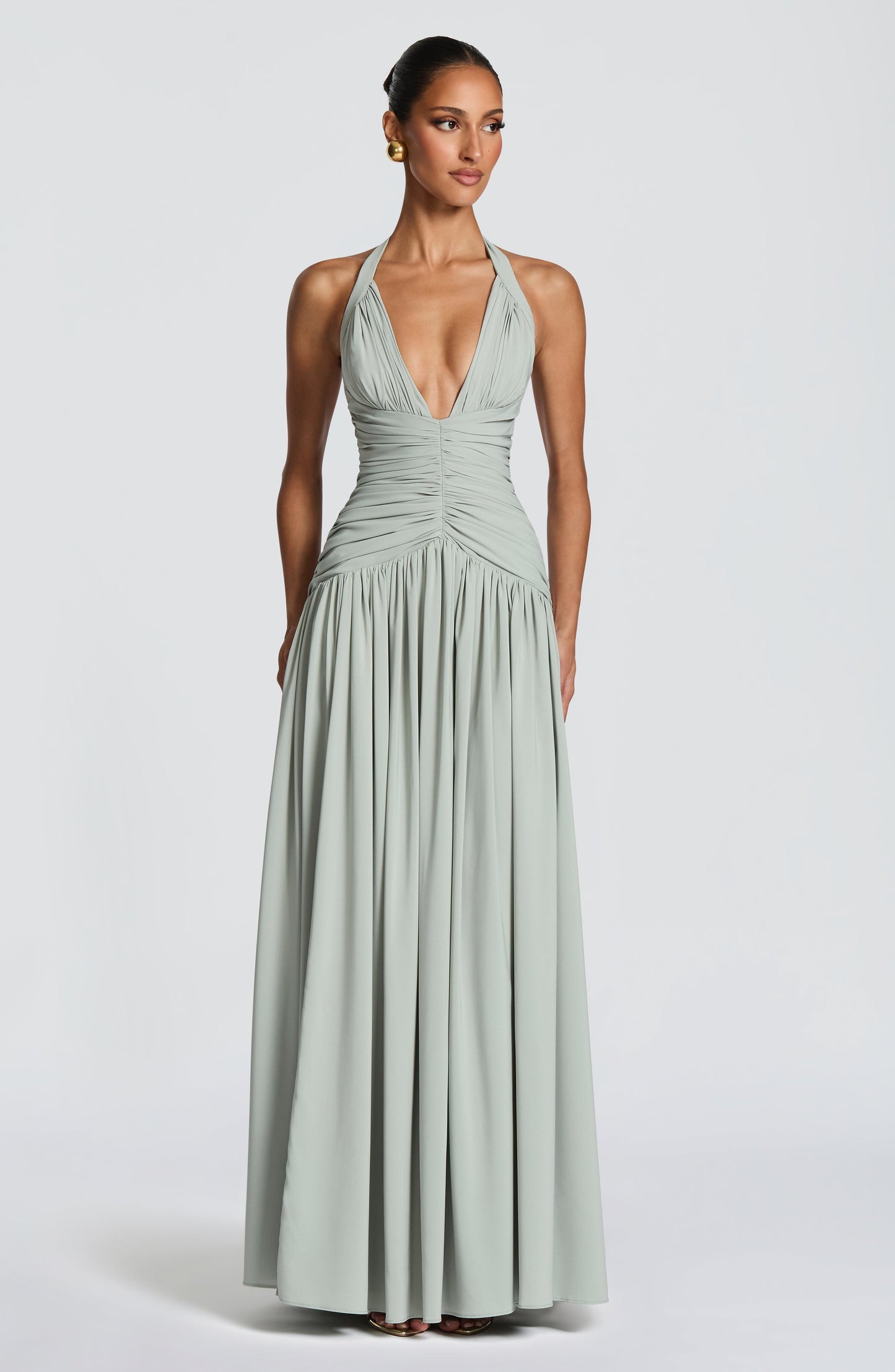 Women halter maxi dress, detail close-up