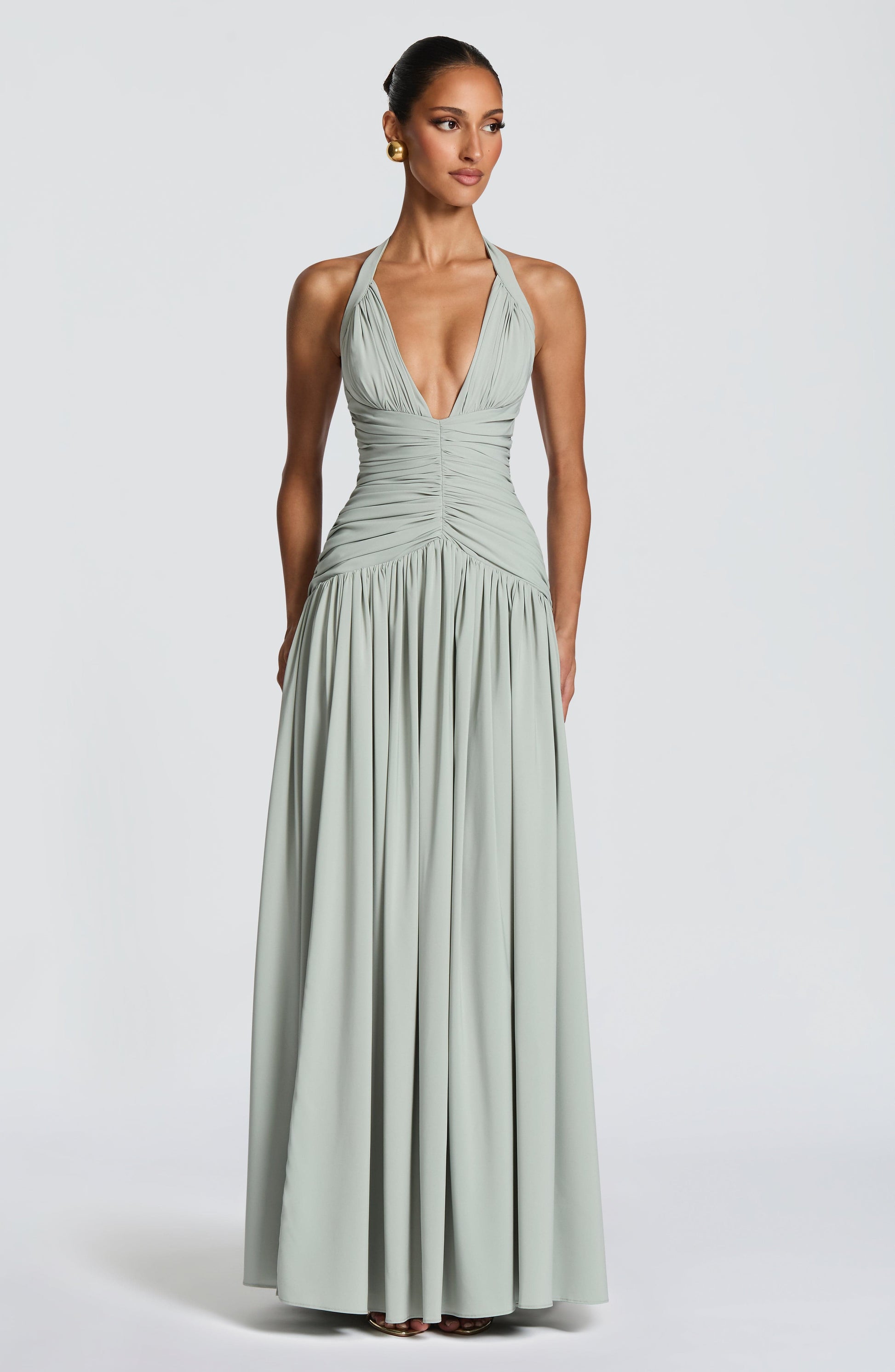 Women halter maxi dress, detail close-up
